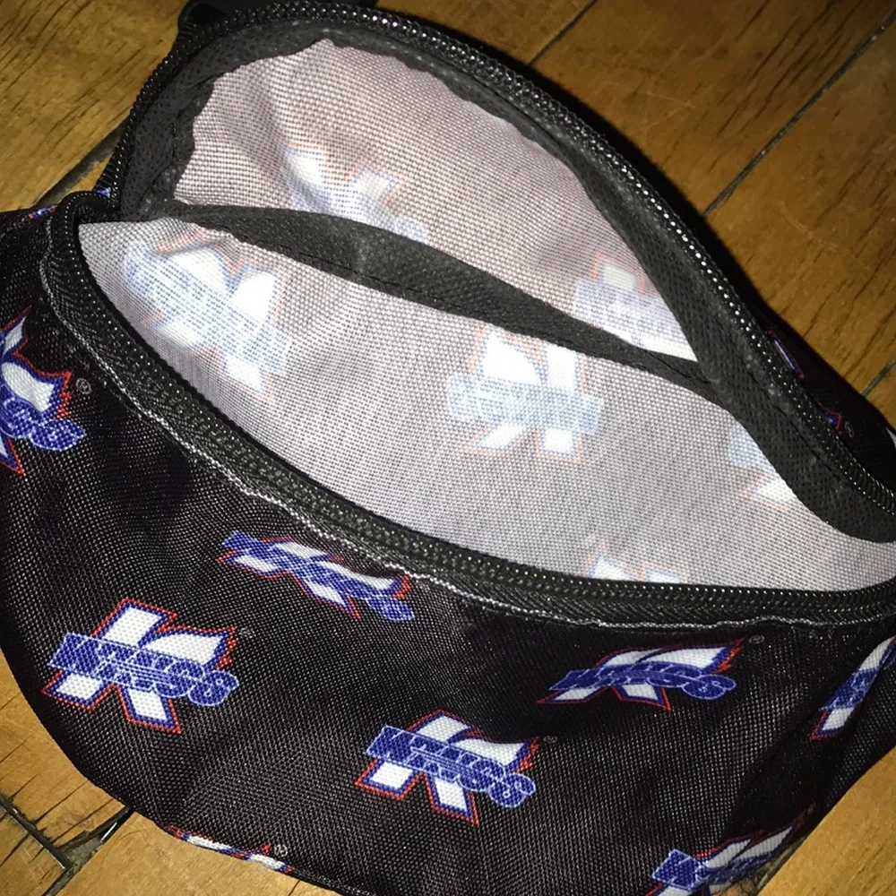 Black Kids Waist Bag with Blue-White Logo Print